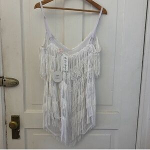 Shake it White Fringe Slip mini dress - NWT